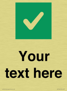 Custom plain background, green square with tick sign